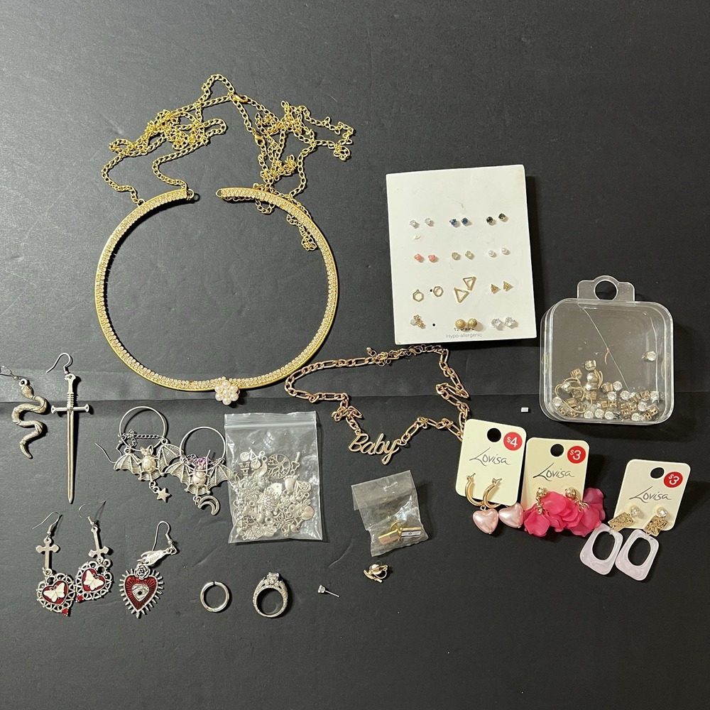 Women's Fashion Jewelry Mixed Lot Earrings Necklaces Bracelets Charms Rings